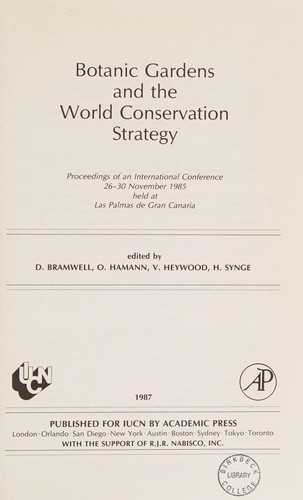 Cover for Botanic gardens and the world conservation strategy