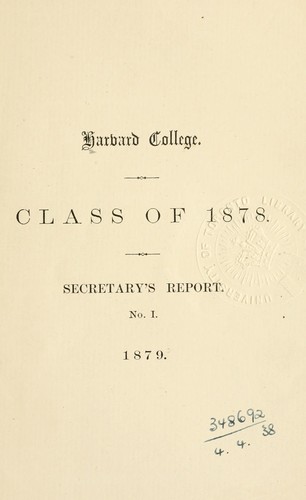 Cover for Secretary's report