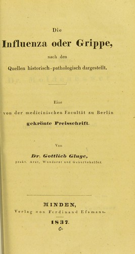 Cover for Die Influenza oder Grippe
