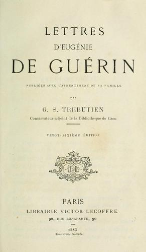 Cover for Lettres d'Eugènie de Guérin