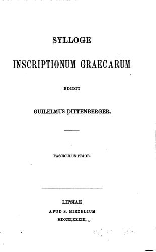 Cover for Sylloge inscriptionum Græcarum