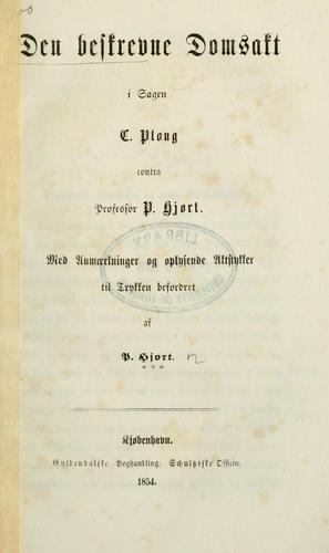 Cover for Den beskrevne Domsakt i Sagen C. Ploug contra Professor P. Hjort