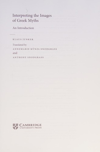 Cover for Interpreting the images of Greek myths