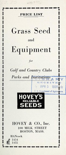Cover for Grass seed and equipment for golf and country clubs parks and institutions