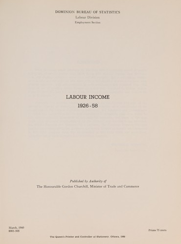 Cover for Labour income, 1926-58