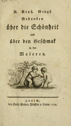 Cover for R. [sic] Raph. Mengs Gedanken über die Schönheit und über den Geschmak in der Malerey.