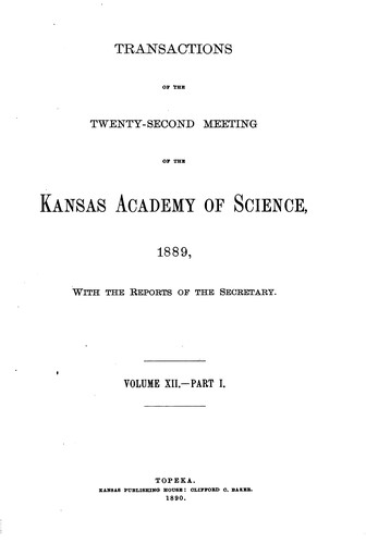 Cover for Transactions of the Annual Meetings of the Kansas Academy of Science