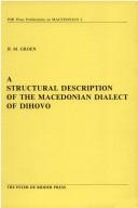Cover for A structural description of the Macedonian dialect of Dihovo