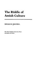 Cover for The riddle of Amish culture