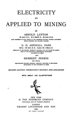 Cover for Electricity as applied to mining
