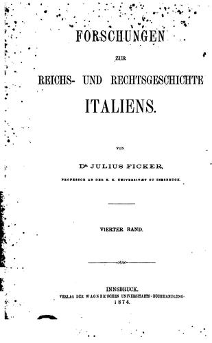 Cover for Forschungen zur Reichs- und Rechtsgeschichte Italiens, vol. 4