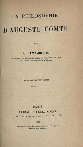 Cover for La philosophie d'Auguste Comte