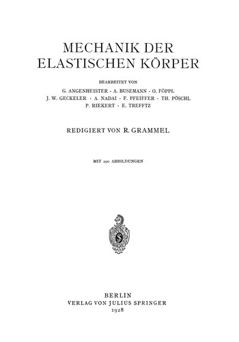 Cover for Mechanik der Elastischen Körper