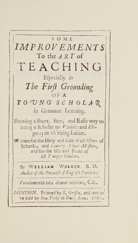 Cover for Some improvements to the art of teaching, 1669.