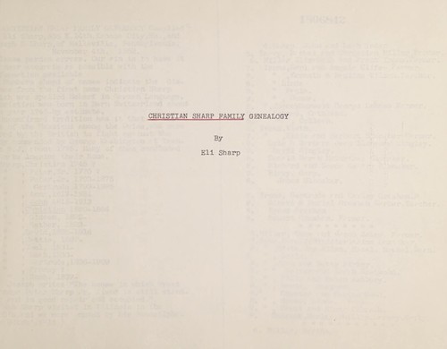 Cover for Christian Sharp family genealogy