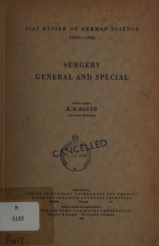 Cover for Surgery, general and special.