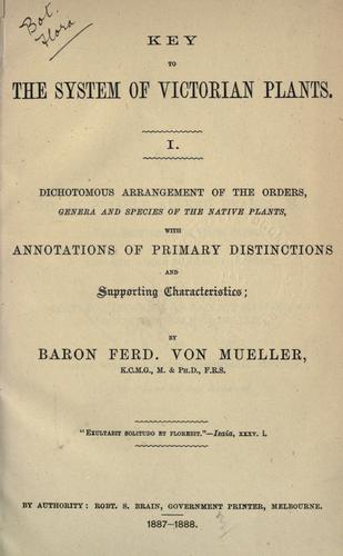 Cover for Key to the system of Victorian plants ...