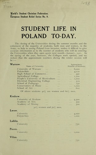 Cover for Student life in Poland to-day