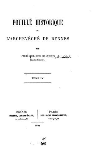 Cover for Pouillé historique de l'archevêché de Rennes