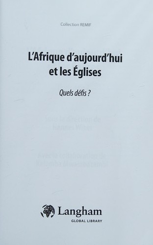 Cover for L'Afrique D'aujourd'hui et les églises