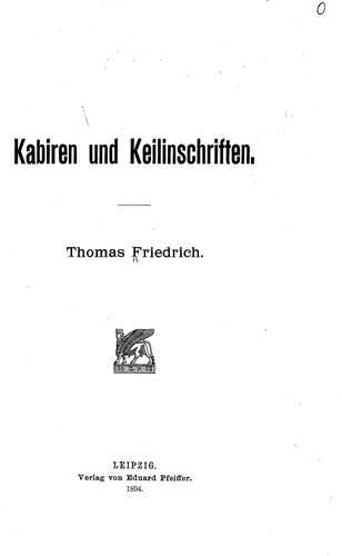 Cover for Kabiren und keilinschriften