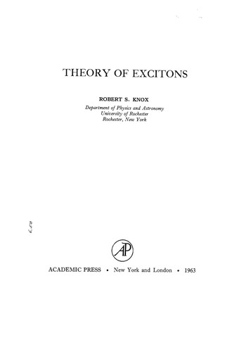 Cover for Theory of Excitons