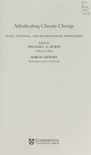 Cover for Adjudicating climate change