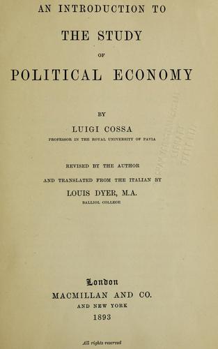 Cover for An introduction to the study of political economy