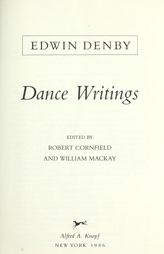 Cover for Dance writings