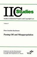 Cover for Passing Off/Misappropriation, Volume 9, Studies in Industrial Property