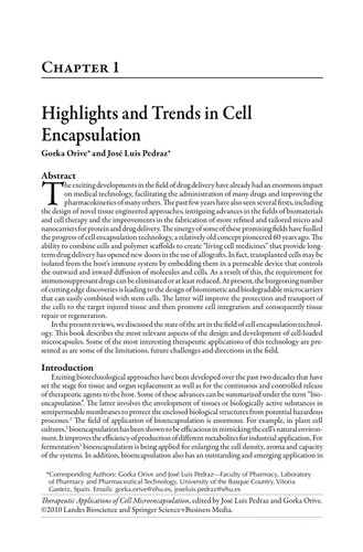 Cover for Therapeutic applications of cell microencapsulation
