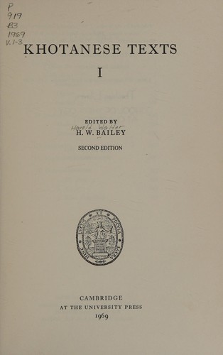 Cover for Khotanese texts