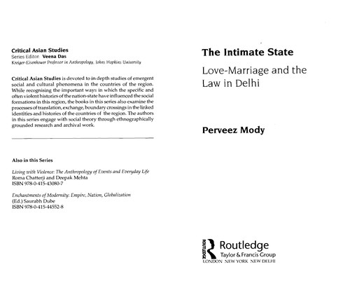 Cover for The intimate state