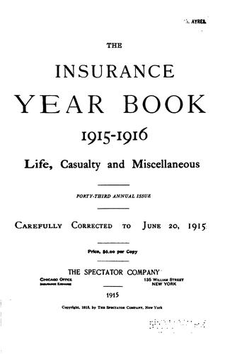 Cover for The Insurance Year Book