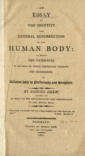 Cover for An essay on the identity and general resurrection of the human body