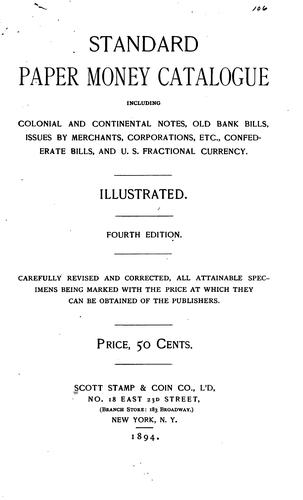 Cover for Standard Paper Money Catalogue: Including Colonial and Continental Notes ...