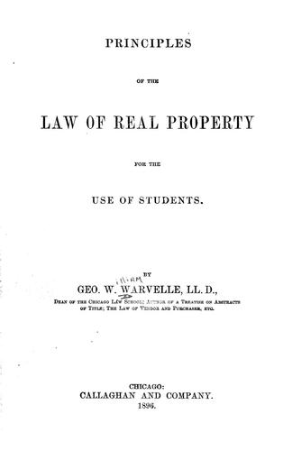 Cover for Principles of the law of real property