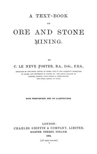 Cover for A text-book of ore and stone mining