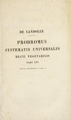 Cover for Prodromus systematis naturalis regni vegetalis