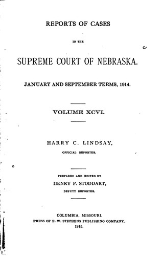 Cover for Reports of Cases in the Supreme Court of Nebraska