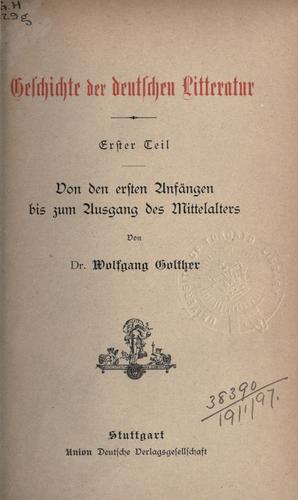 Cover for Geschichte der deutschen Litteratur.