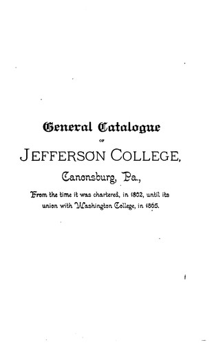 Cover for Biographical and Historical Catalogue of Washington and Jefferson College ...