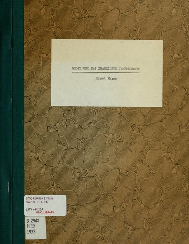 Cover for Hegel und das zwanzigste Jahrhundert