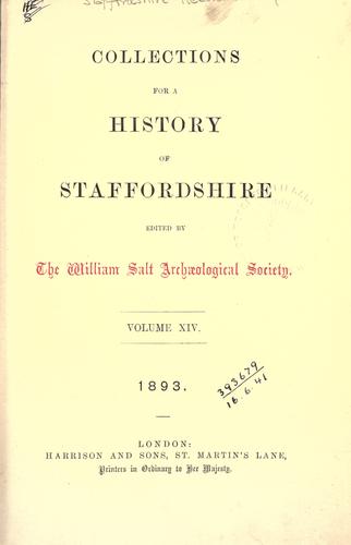 Cover for Collections for a history of Staffordshire. Volume XIV