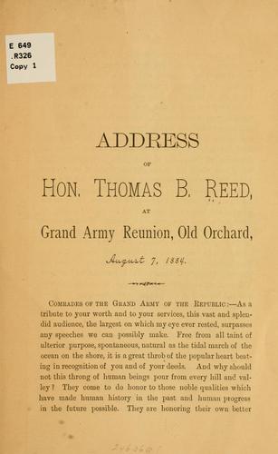 Cover for Address of Hon. Thomas B. Reed