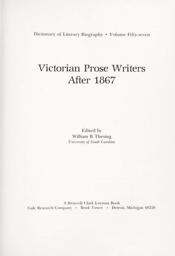 Cover for Victorian prose writers after 1867