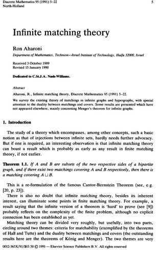 Cover for Directions in infinite graph theory and combinatorics