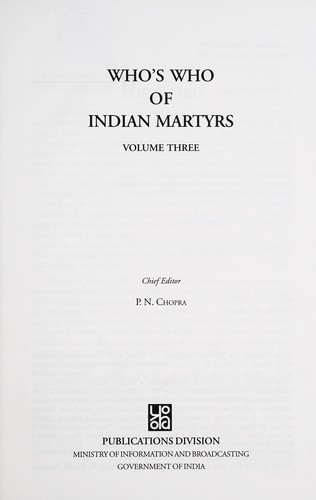 Cover for Who's who of Indian martyrs