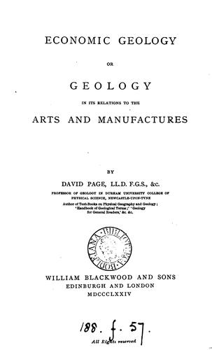 Cover for Economic geology, or Geology in its relations to the arts and manufactures