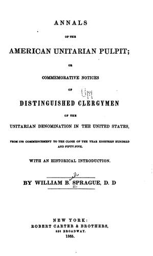 Cover for Annals of the American Unitarian pulpit